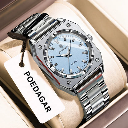 POEDAGAR Square Luxury Ladies Watch Waterproof Stainless Steel Luminous Fashion Woman Watch Elegant Quartz Women's Watches Reloj