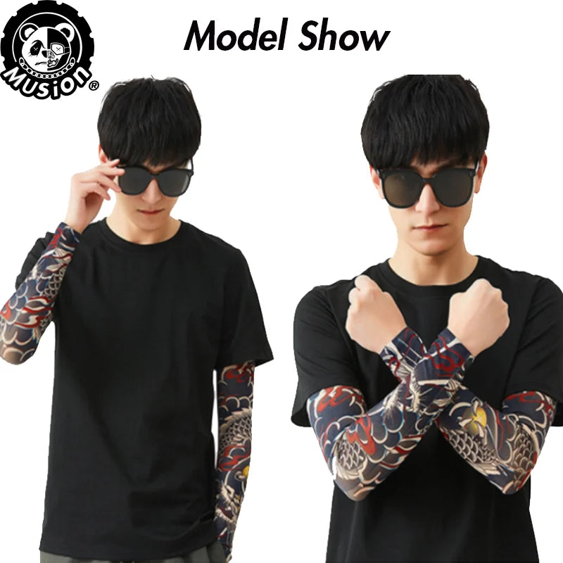 Musion New Seamless Tattoo Sleeves Anti UV Dust Hand Sock Arm Sleeves Fishing Motorcycle Bicycle Unisex Tattoo Sleeve Set A Pair