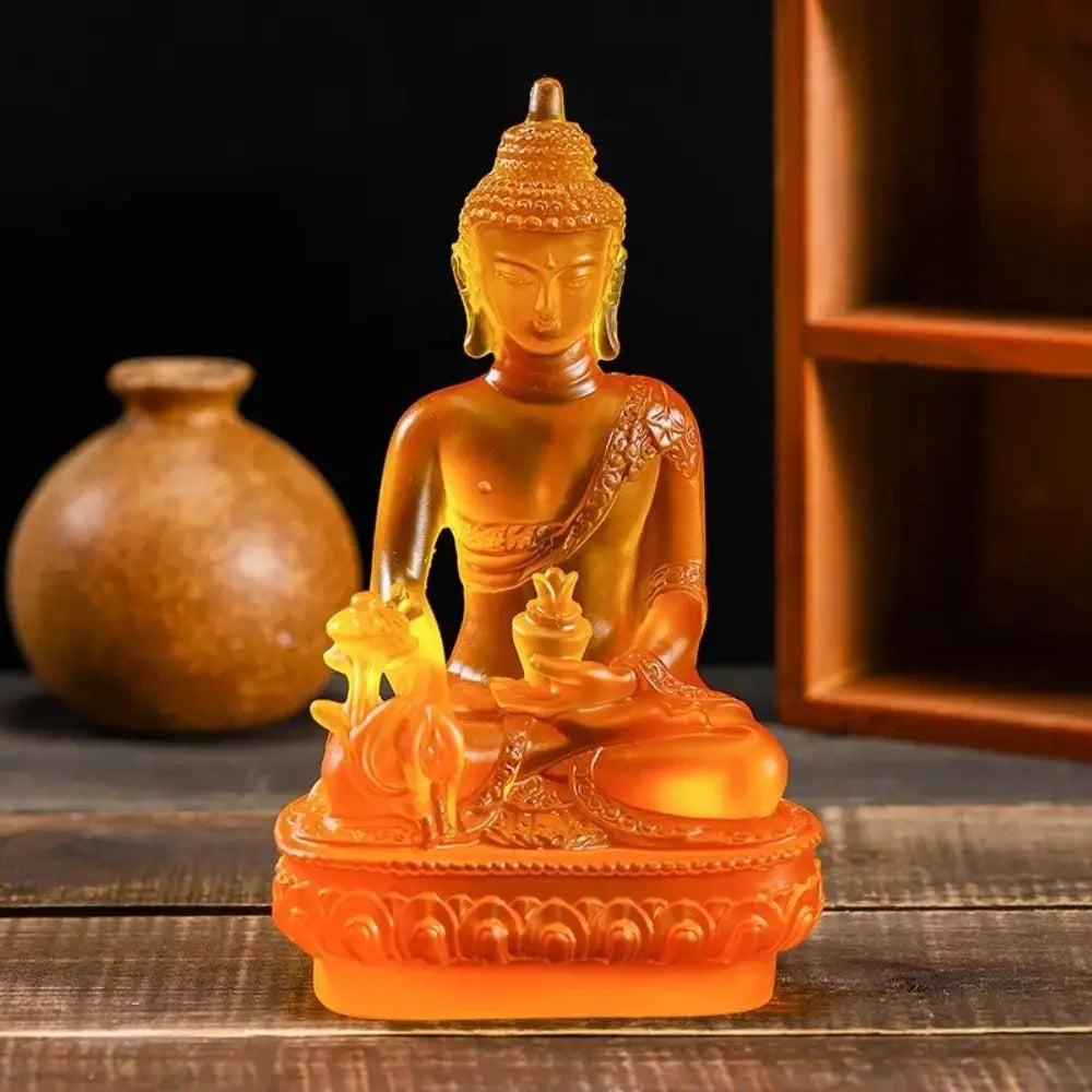 Medicine Buddha Statues Ornament Resin Feng Shui Lucky Shakya Muni Buddha Sculpture Home Office Garden Decoration