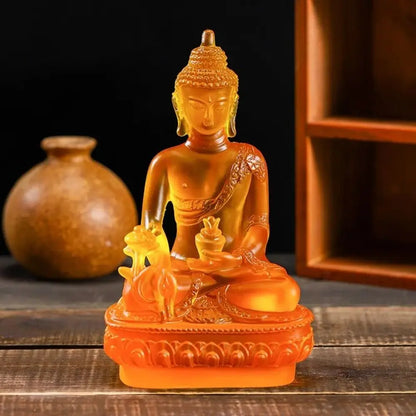 Medicine Buddha Statues Ornament Resin Feng Shui Lucky Shakya Muni Buddha Sculpture Home Office Garden Decoration