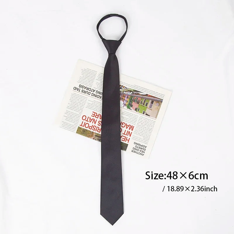 New Unisex Solid Necktie Zipper Tie 6cm Casual for Man Women Gravatas Skinny Slim Mens Party Wedding Shirt Accessories Corbatas