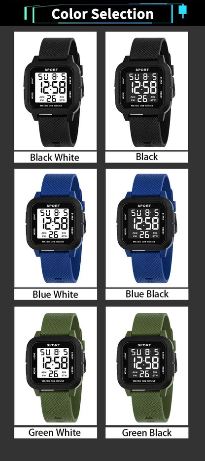 YIKAZE Sports Watch for Men Luminous Waterproof Men's Sport Watches Outdoor Military Clock Student LED Electronic Wristwatch