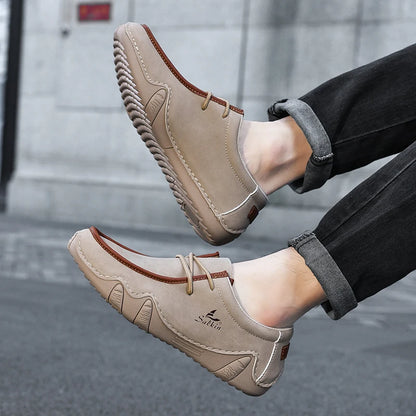 Design Sneakers Man Loafers Breathable Low Top Flat Shoes Driving Plus Size New 2026 Fashion Handmade Leather Casual Men Shoes