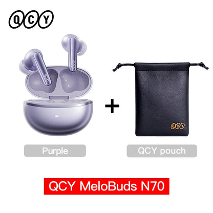 QCY MeloBuds N70 Adaptacyjne ANC Bezprzewodowe słuchawki douszne Bluetooth 6.0 LDAC Hi-Res Audio 6 mikrofonów Ładowanie bezprzewodowe Słuchawki 50 godzin IPX5