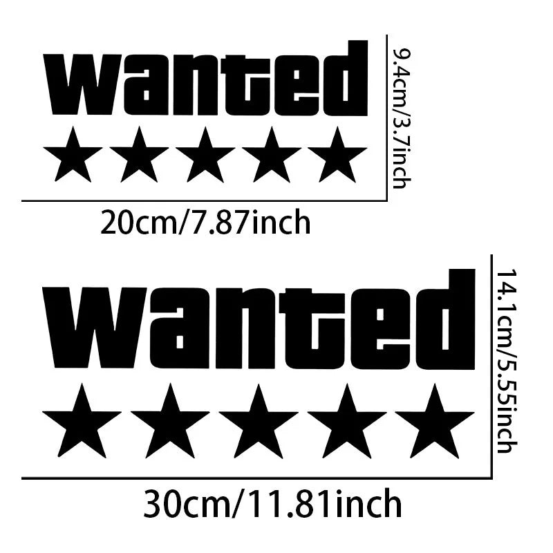 Wanted Star Vinyl Decal - Waterproof Motorcycle Car Scooter Sticker for Fuel Tank Side Panel DIY Decoration