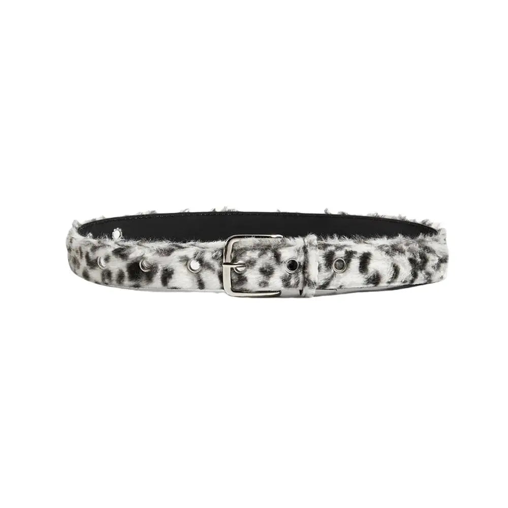 Retro Leopard Print Faux Fur Belt Y2k Pink Fur Belts Punk American Sexy Women's Waistband Winter Fluffy Waist Belt Accessories