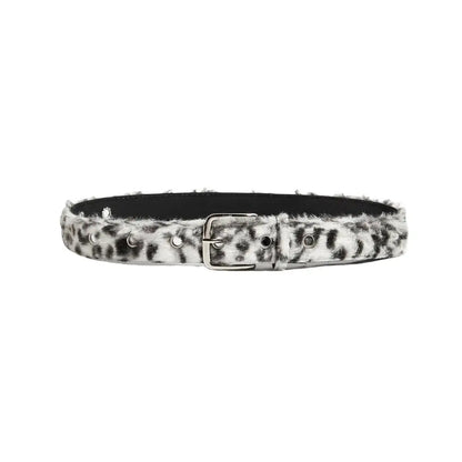 Retro Leopard Print Faux Fur Belt Y2k Pink Fur Belts Punk American Sexy Women's Waistband Winter Fluffy Waist Belt Accessories