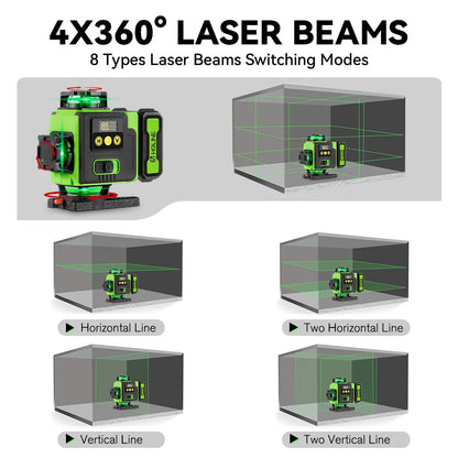 HGLINE 16 Lines Laser Level APP Remote Control Horizontal Vertical Levels Machine Power Display Laser Leveling With 100cm Tripod