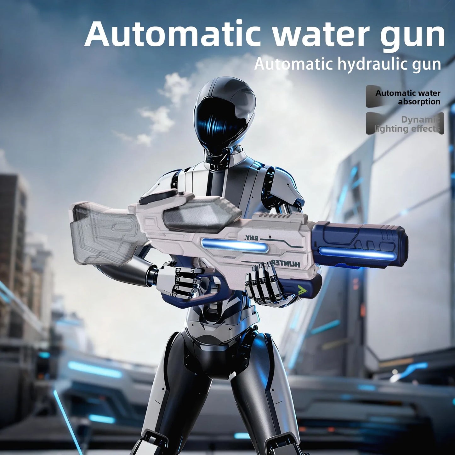 Electric Water Gun Large Capacity Squirt Gun Pulse Continuous Firing Watergun Integrated Manual and Automatic Water Gun Pool Toy