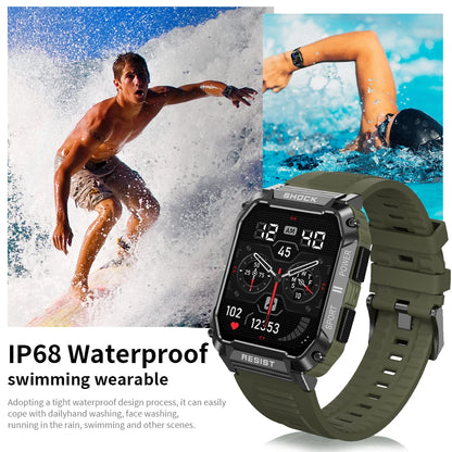 LIGE nowy wytrzymały wojskowy smartwatch z połączeniami Bluetooth dla mężczyzn 1,95" ekran HD 100+ trybów sportowych monitorowanie zdrowia Smartwatch dla Androida i iOS