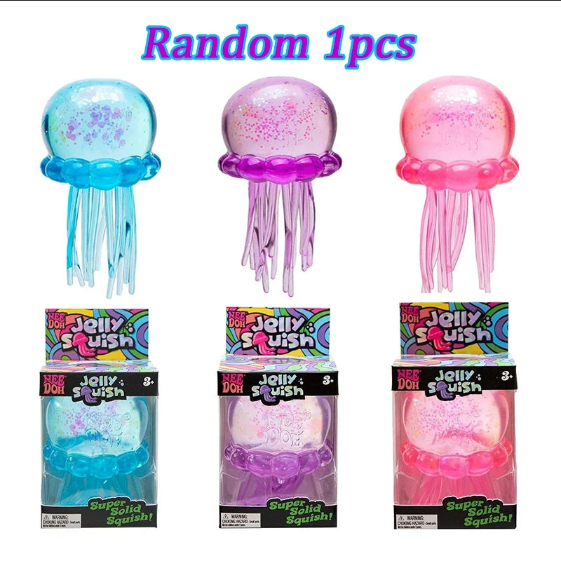 Trending Needoh Fuzz Ball Jellyfish Squishy Blind Box Random Color Soft Stress Relief Toy Cute Relaxing Squeeze Sensory Toy