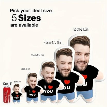 Newly designed personalized photo pillow with face and body design, perfect gift for couples, boyfriends, girlfriends