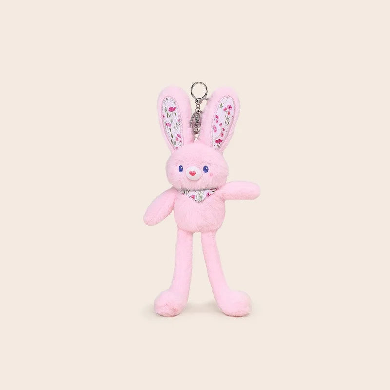 30cm Cute Pull-out Rabbit Plush Toy Keychain Creative Plush Ear Pulling Bunny Pendant Bag Charm Kids Stress Relief Gift