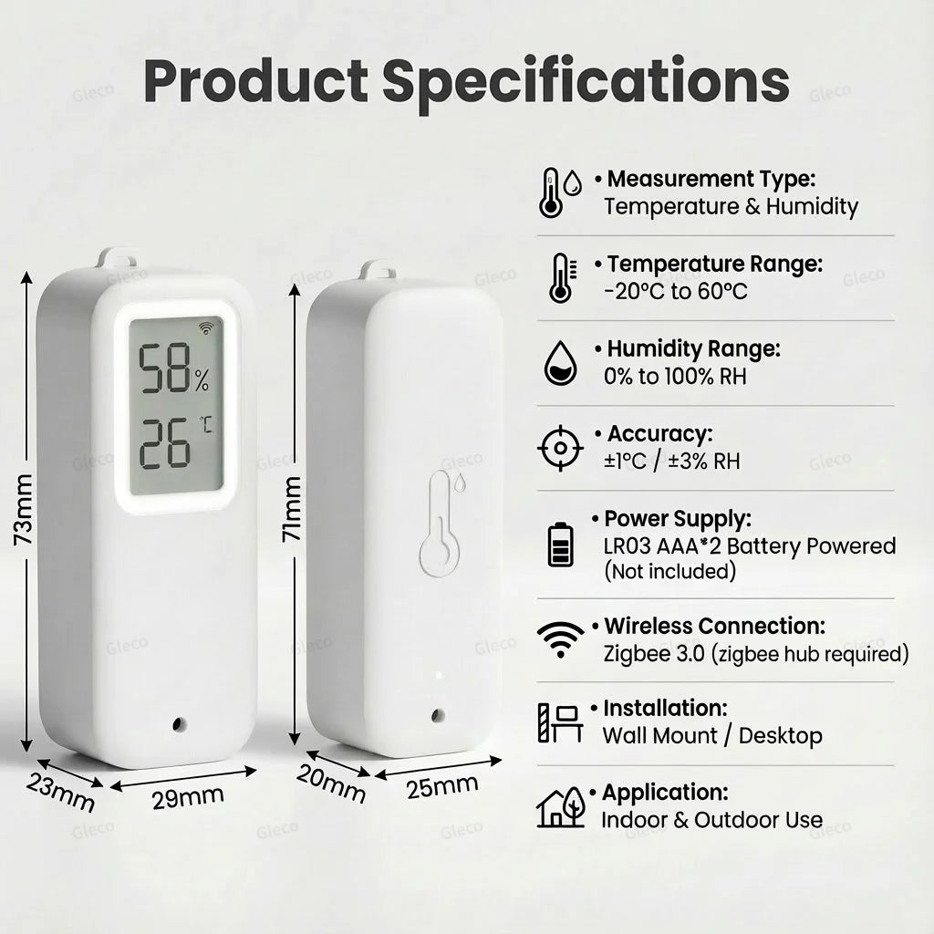 Waterproof Zigbee Smart Thermometer Hygrometer No/With Digital Display Tuya Temperature Humidity Sensor For Outdoor Greenhouse
