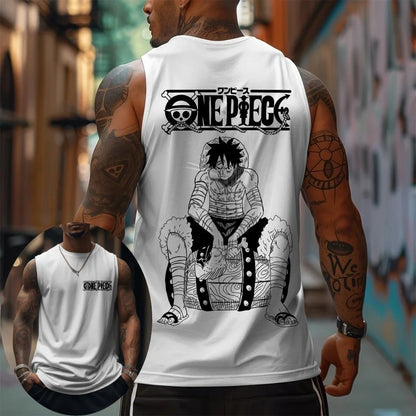 One Piece Men's Tank Top Japanese Anime Spring/Summer Sports Fitness Trend Casual Sleeveless Top
