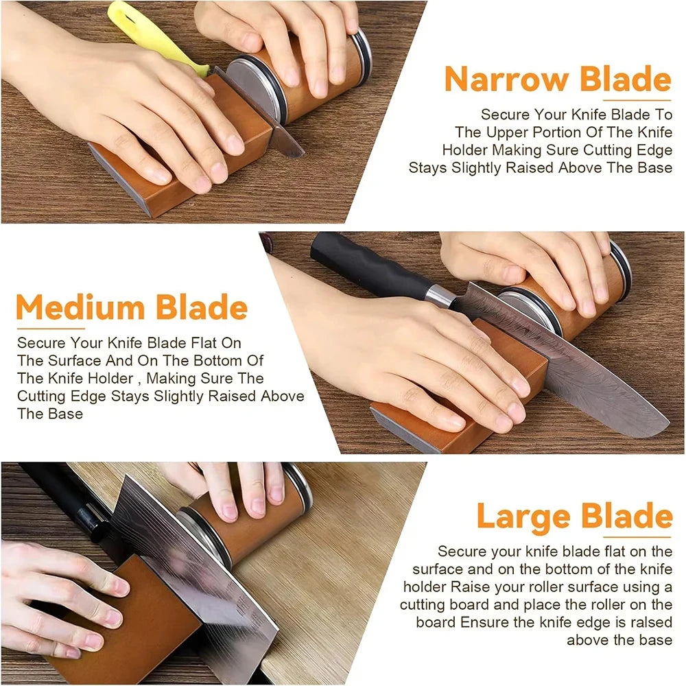 Niiruo Rolling Knife Sharpener Kit Double Sided Diamond Sharpening 15/20° Degree Magnetic Angle For Kitchen Knives Whetstone Set