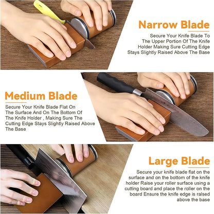 Niiruo Rolling Knife Sharpener Double Sided Diamond Sharpening Stone 15_20° Degree Magnetic Angle Roller Sharpening for Kitchen