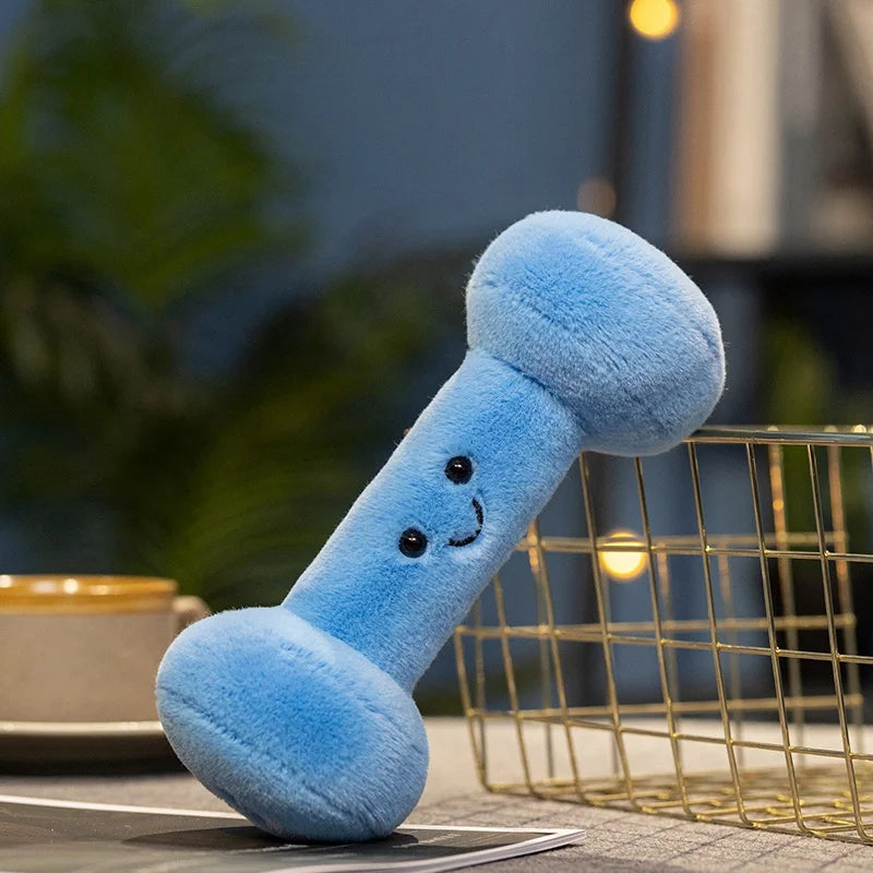 Cartoon Anime Creative Fitness Equipment Dumbbell Dolls Kawaii Kettle Bells Stuffed Plush Toys Children's Handmade Dolls Gifts