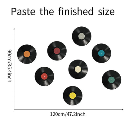8PCS Vinyl Record Wall Stickers Decal Mural Living Room Bedroom Random Style Bar Coffee Shop Interior Wall CD Home Decoration