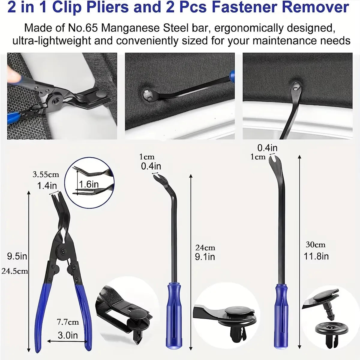 19Pcs Trim Removal Tool, Car Panel Dashboard Door Audio Trim Removal Tool Kit, Auto Clip Pliers Fastener Remover Set
