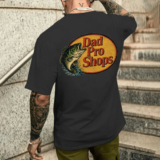 T Shirts for Men Vintage Clothing Fish Fisherman Dad Humorous T-Shirts Outdoor Fishing Crewneck Tees Short Sleeve Oversized Tops