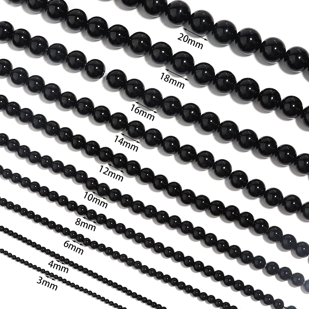 1 Strand Natural Stone Black Onyx Agate Round Loose Beads 2-20MM Pick Size For Crafts Making DIY Sewing clothing Accessories