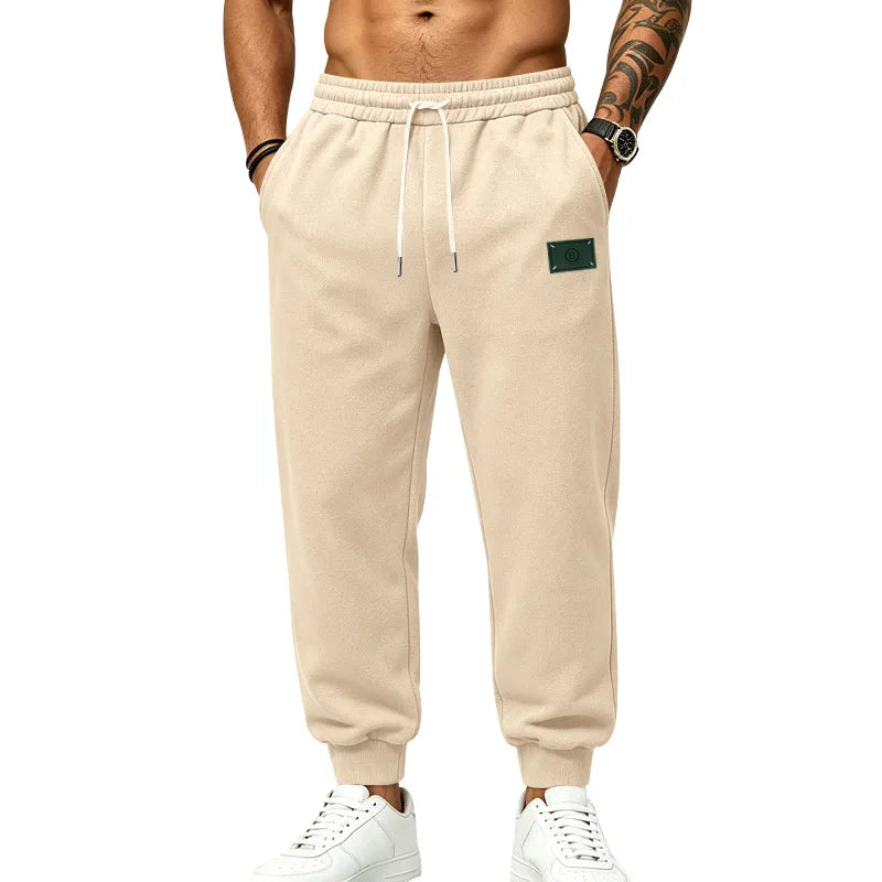 Men's Fleece Lined Jogger Pants, Autumn Winter Heavyweight Sweatpants, Drawstring Loose Fit Outdoor Sports Warm Trousers