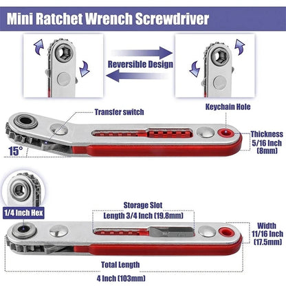 Two Way Ratchet Screwdriver Multifunctional Bidirectional Forward and Reverse Ratchet Screwdriver Elbow Flat Cross Slotted Tool