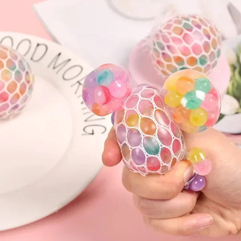 Rainbow Sensory Stress Relief Ball Squishy 3D Fidget Toys for Adults Kids Anti-Anxiety Silent Non-Toxic Toy for Office Classroom
