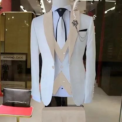 Fashion Style Wedding/Business Men's 3 Pieces Suits Slim Fit Formal Groomsmen Tuxedos Men Suits Jacket+Vest+Trousers for Party