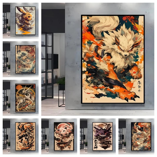High Quality Pokemon Arcanine Pikachu Wall Painting with Unique Designs and Gorgeous Colors Adding A Touch of Brightness To Wall