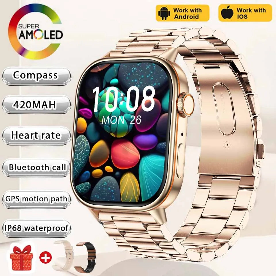 2026 New Women Fashion Sports Smart watch 2.01-inch Screen IP68K Swim GPS Positioning Bluetooth Call Health Heart Rate Bracelets