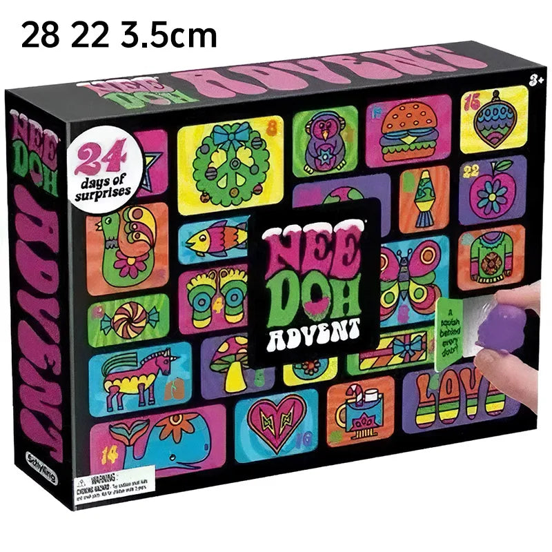 2026 NeeDoh Advent Calendar 24 Days 3D PVC Christmas Countdown Surprise Gift, Stress Relief Fidget Toy New Year Present