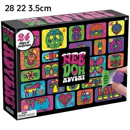 2026 NeeDoh Advent Calendar 24 Days 3D PVC Christmas Countdown Surprise Gift, Stress Relief Fidget Toy New Year Present