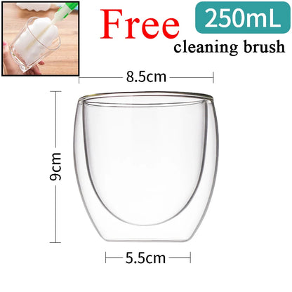 80ML Double Wall Glass Cup 1/12PCS Transparent Handmade Heat Resistant Tea Drink Whisky Wine Set Espresso Coffee Milk Mugs Gift