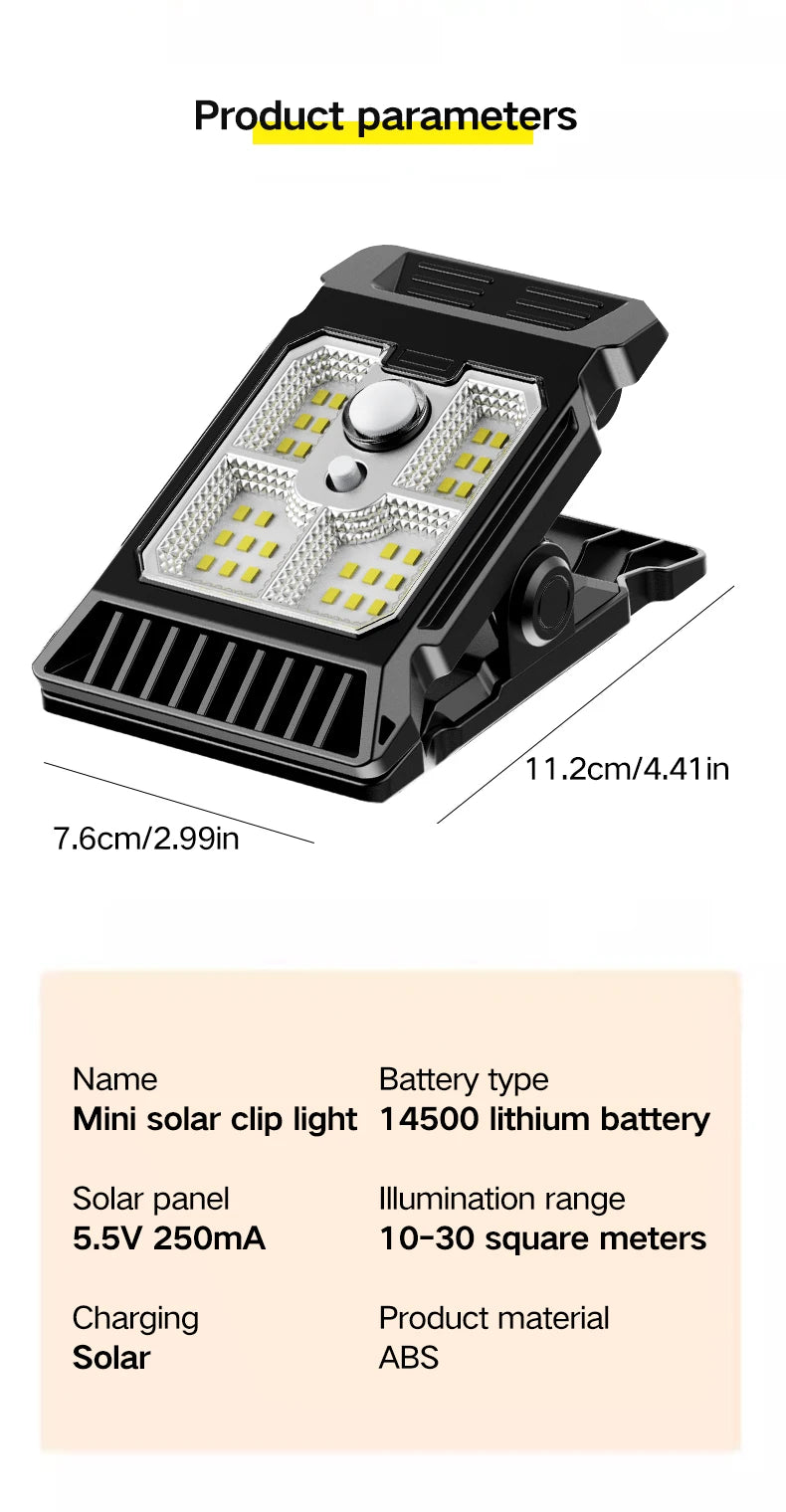 Solar powered courtyard lamp, household garden lighting, human body sensing multifunctional outdoor clip on lawn lamp