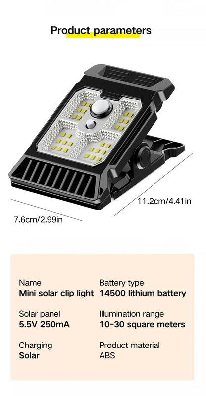 Solar powered courtyard lamp, household garden lighting, human body sensing multifunctional outdoor clip on lawn lamp