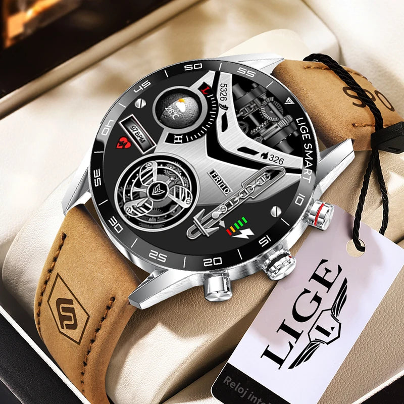 LIGE 2025 New Rugged Military Sports Smart Watch Men 1.39” HD Screen Heart Rate Bluetooth Call Waterproof Outdoor Men SmartWatc