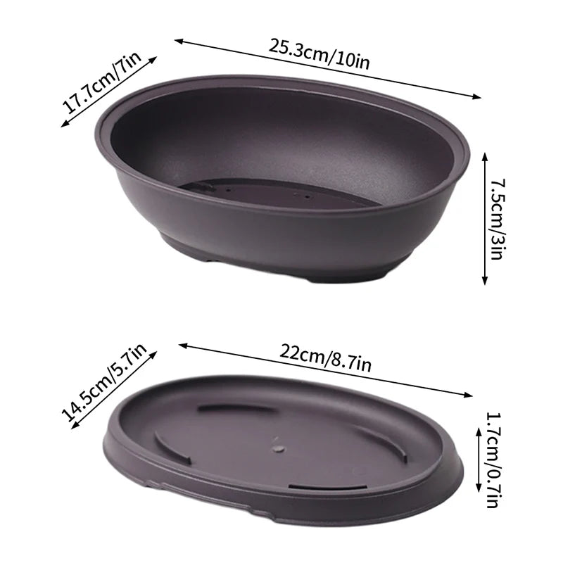 Rectangular Square Flowerpots Imitation Purple Clay Succulent Plants Pots Oval Pots Outdoor Garden Landscape Bonsai Pot Trays