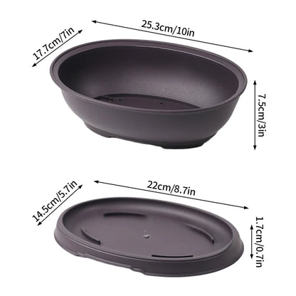 Rectangular Square Flowerpots Imitation Purple Clay Succulent Plants Pots Oval Pots Outdoor Garden Landscape Bonsai Pot Trays