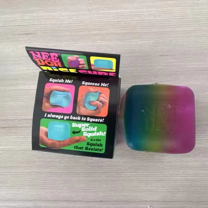 Schylling Nee Doh Rainbow Cube Soft Squishy Fidget Toy Fingertip Stress Relief Surprise Blind Box Sensory Relax Gift