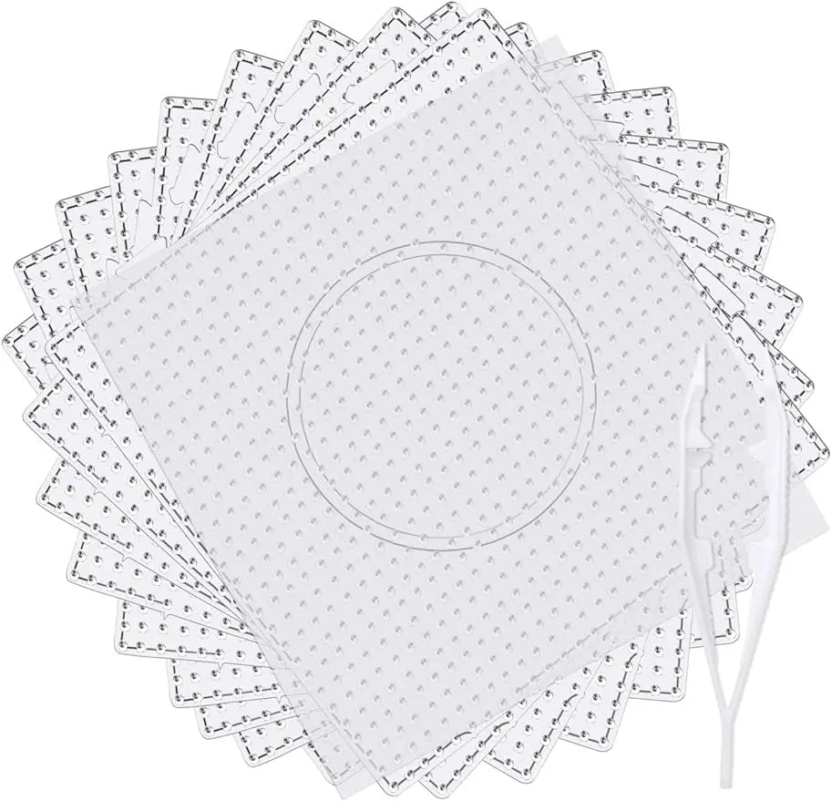 1/4/9pcs 5mm Large Square Fuse Beads Pegboards Plastic Beads Boards with Ironing Paper, Beads Tweezers for Kids Craft Beads