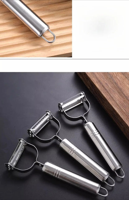Stainless Steel 3-in-1 Peeler Grater Household Kitchen Multifunctional Double head Peeling Knife Fruit and Vegetable Melon