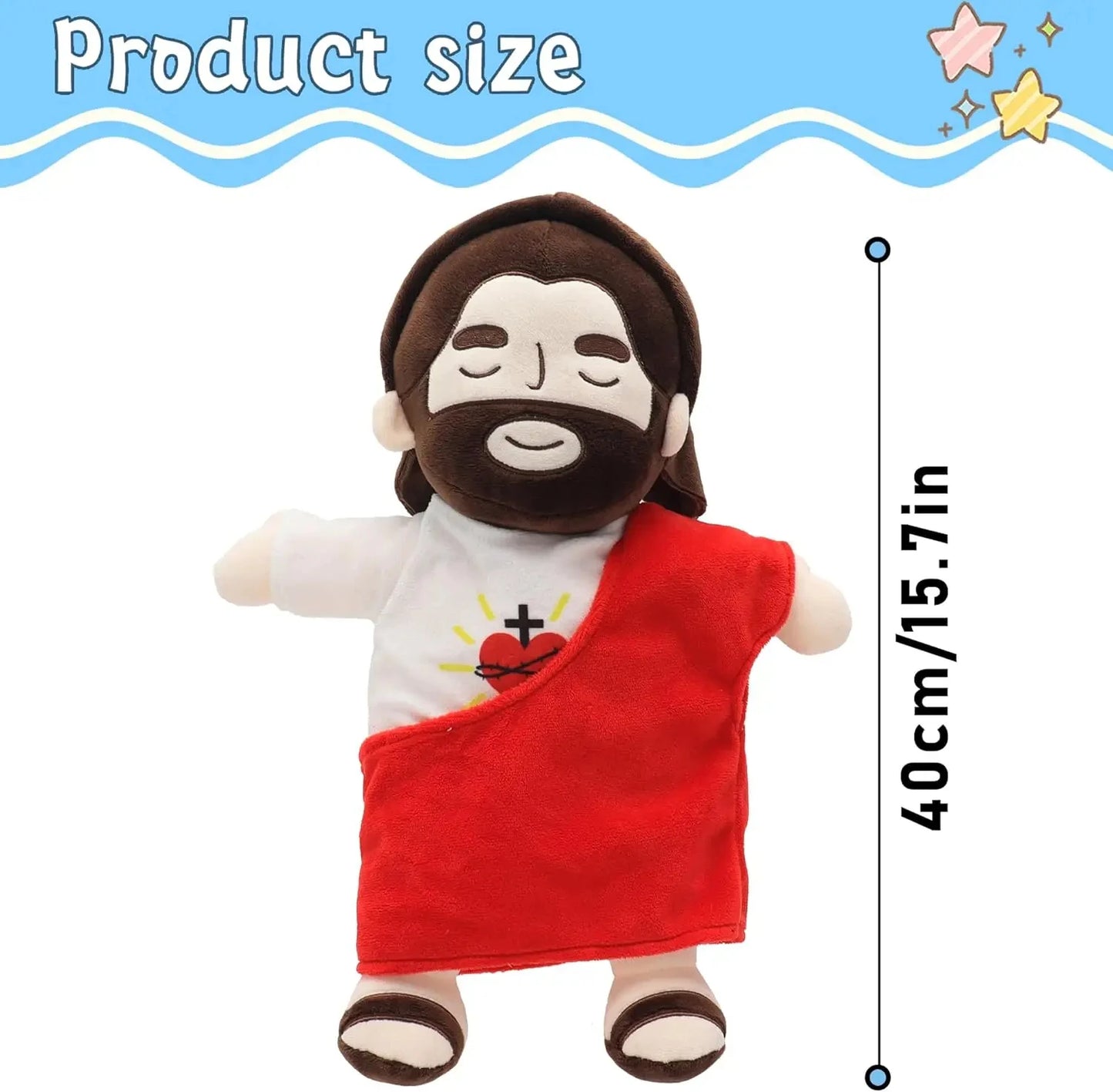 Breathing Jesus Plush Toy Soft Calming Sacred Heart Comfort Plushie for Kids, 4 Breathing Modes, Easter Christmas Gift