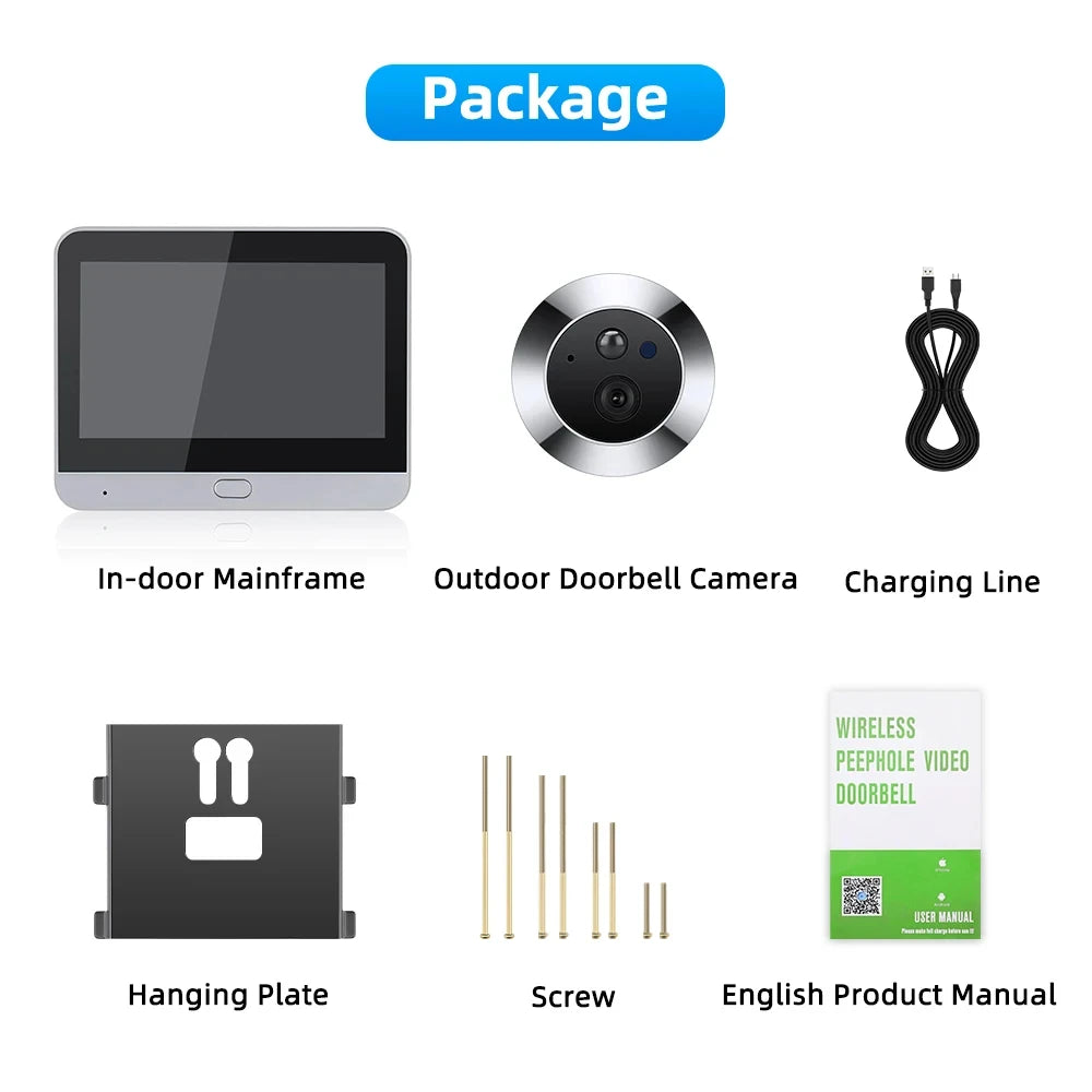 Tuya Smart 3MP  WiFi Peephole Video Door Camera Security one-way Audio Night Vision 4.3' HD Video Door Eye Camera