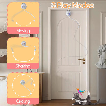 Cat Toys,Hanging Door Automatic Cat Toy Interactive Elastic Rope with Feather, Cat Catching Game Door Hanger
