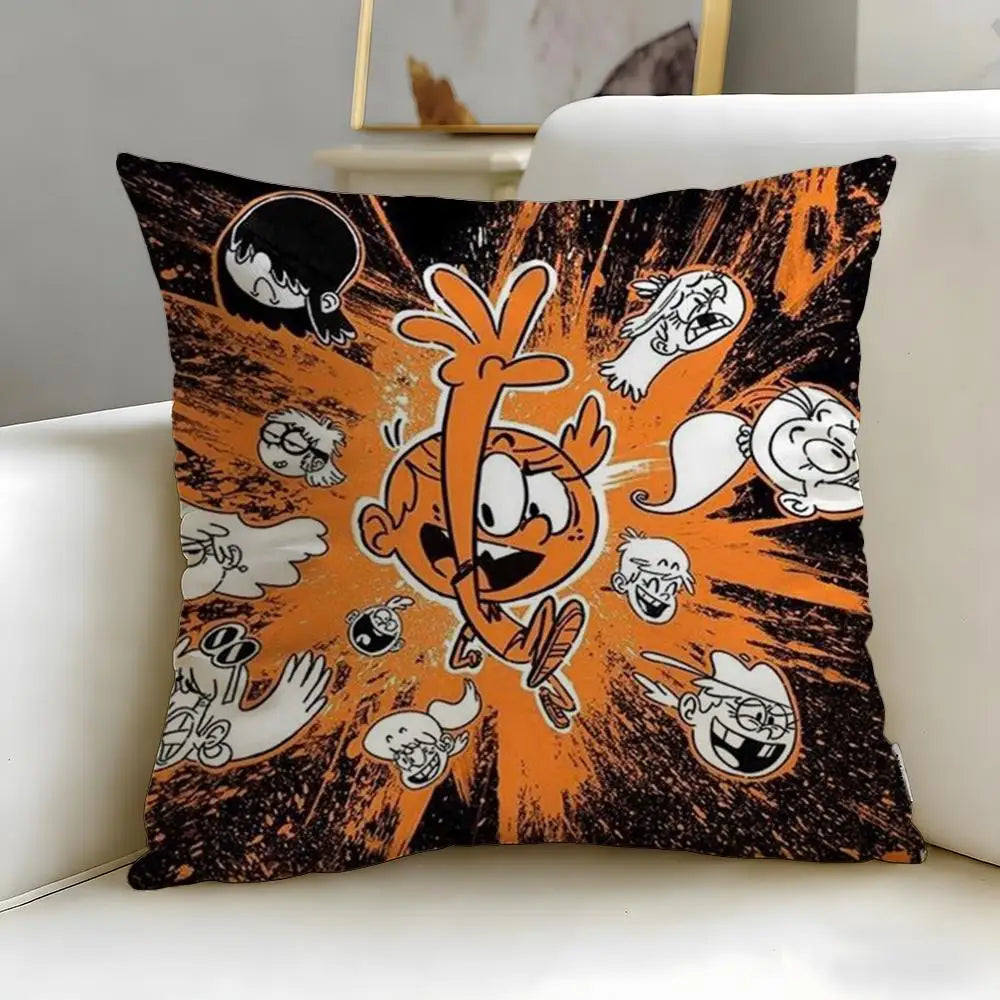 Popular Cartoon The Loud House Cushion Cover Soft & Easy-Wash Pillow Case – Versatile for Couch, Bed, Travel and Office