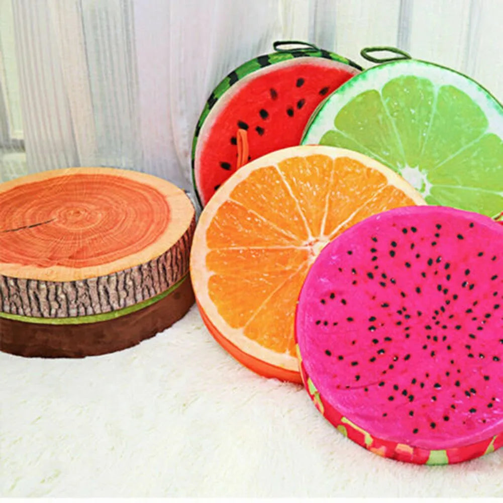 Cartoon Fruits Print Round Bar Chair Cushion Cover Anti-Slip Seat Cushion Slipcover Soft Stool Cushion Covers For Living Dining