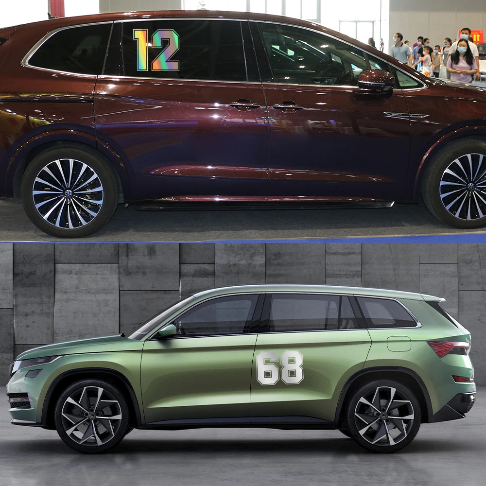 Car Side Door Custom Number Styling Stickers For 0 1 2 3 4 5 6 7 8 9 Auto Tuning Accessories Vinyl Film Decoration Decals