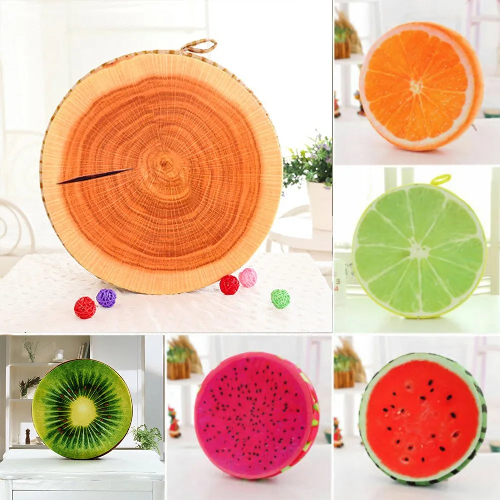 Cartoon Fruits Print Round Bar Chair Cushion Cover Anti-Slip Seat Cushion Slipcover Soft Stool Cushion Covers For Living Dining